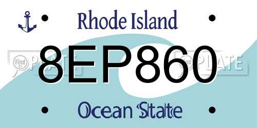 8EP860 Rhode Island License Plate