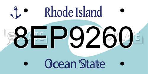 8EP9260 Rhode Island License Plate