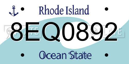 8EQ0892 Rhode Island License Plate