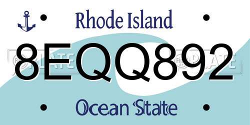 8EQQ892 Rhode Island License Plate