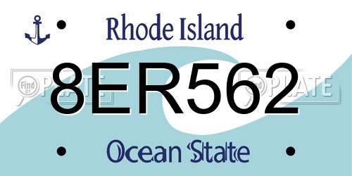8ER562 Rhode Island License Plate