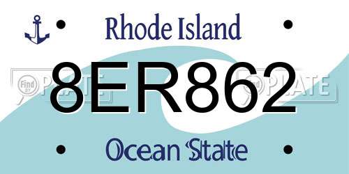 8ER862 Rhode Island License Plate