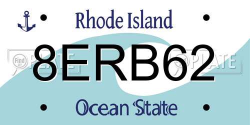 8ERB62 Rhode Island License Plate