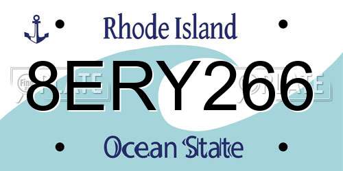 8ERY266 Rhode Island License Plate