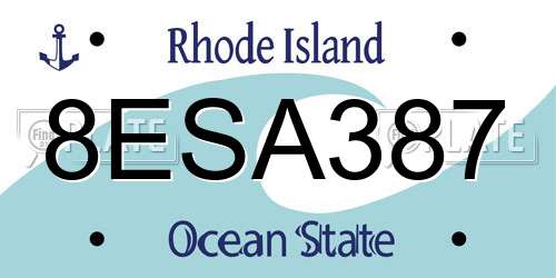8ESA387 Rhode Island License Plate