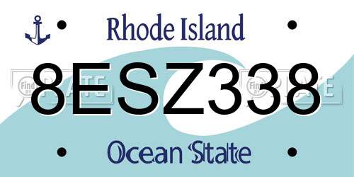 8ESZ338 Rhode Island License Plate