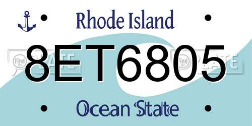 8ET6805 Rhode Island License Plate
