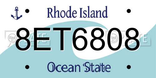 8ET6808 Rhode Island License Plate