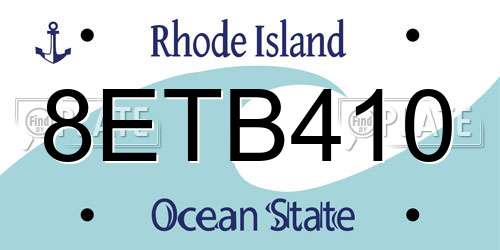 8ETB410 Rhode Island License Plate