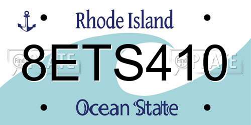 8ETS410 Rhode Island License Plate