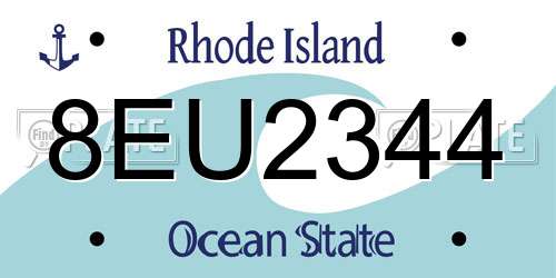 8EU2344 Rhode Island License Plate