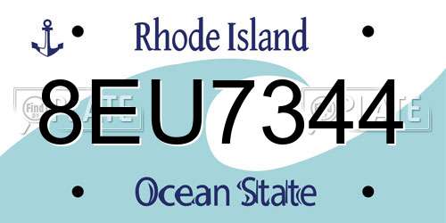 8EU7344 Rhode Island License Plate