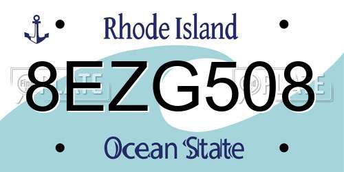 8EZG508 Rhode Island License Plate