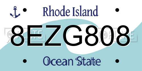 8EZG808 Rhode Island License Plate