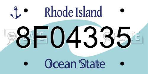 8F04335 Rhode Island License Plate