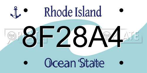 8F28A4 Rhode Island License Plate