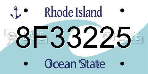 8F33225 Rhode Island License Plate