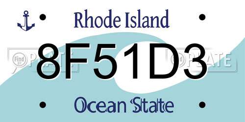 8F51D3 Rhode Island License Plate