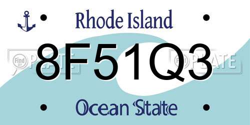 8F51Q3 Rhode Island License Plate