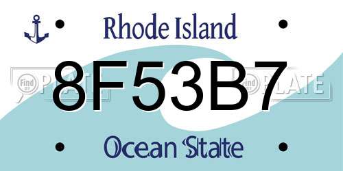 8F53B7 Rhode Island License Plate