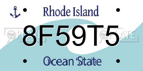 8F59T5 Rhode Island License Plate