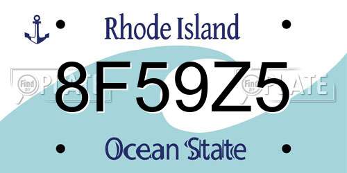 8F59Z5 Rhode Island License Plate
