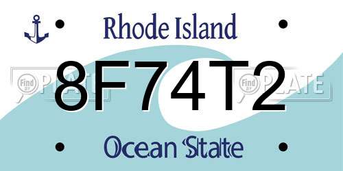 8F74T2 Rhode Island License Plate