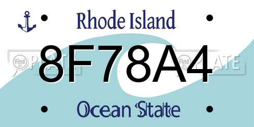 8F78A4 Rhode Island License Plate