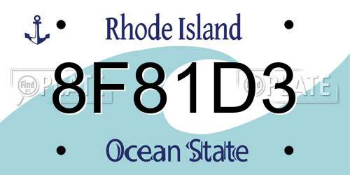 8F81D3 Rhode Island License Plate