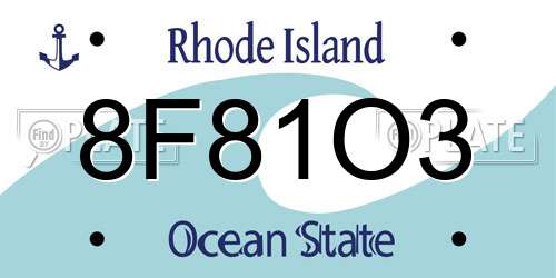 8F81O3 Rhode Island License Plate