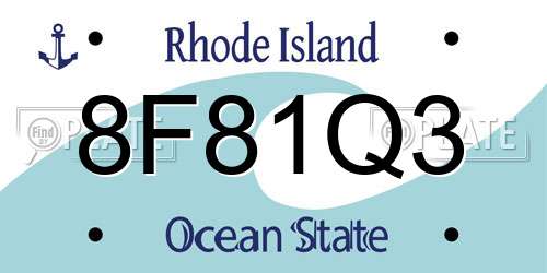 8F81Q3 Rhode Island License Plate