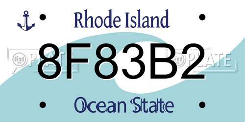8F83B2 Rhode Island License Plate