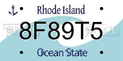 8F89T5 Rhode Island License Plate