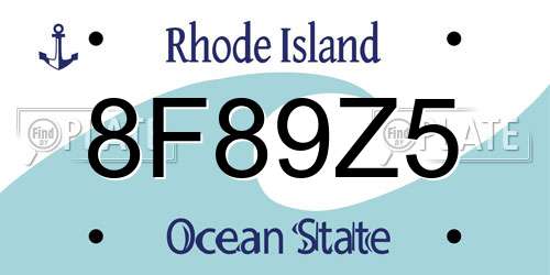 8F89Z5 Rhode Island License Plate