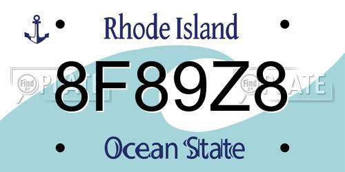 8F89Z8 Rhode Island License Plate