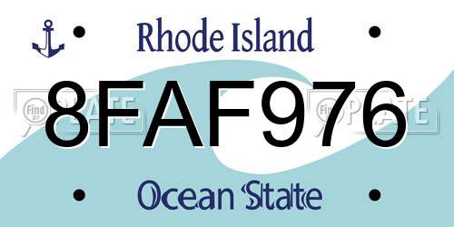 8FAF976 Rhode Island License Plate