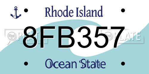 8FB357 Rhode Island License Plate