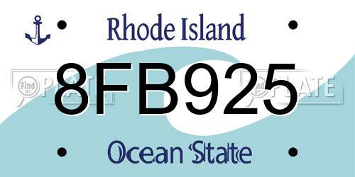 8FB925 Rhode Island License Plate