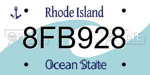 8FB928 Rhode Island License Plate