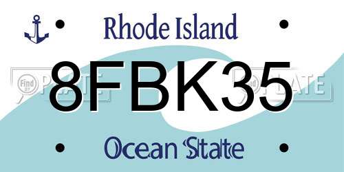 8FBK35 Rhode Island License Plate