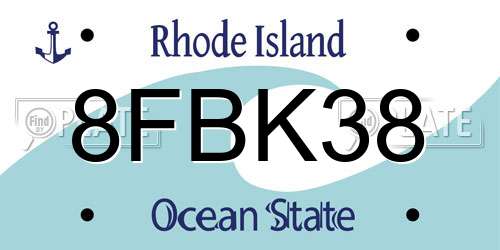 8FBK38 Rhode Island License Plate