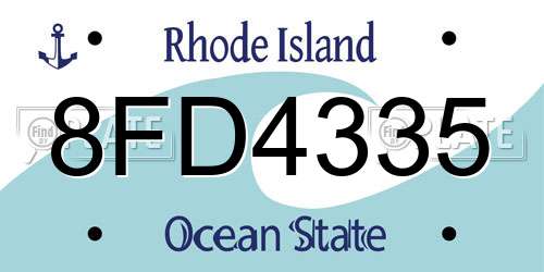 8FD4335 Rhode Island License Plate