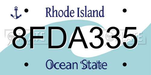 8FDA335 Rhode Island License Plate