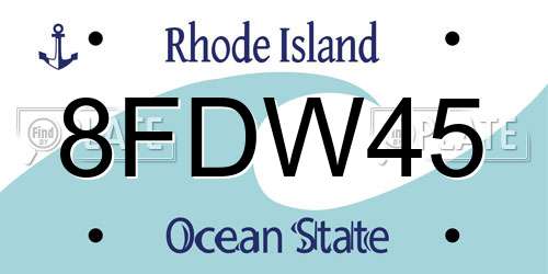 8FDW45 Rhode Island License Plate