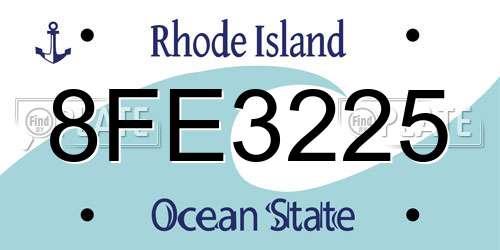 8FE3225 Rhode Island License Plate