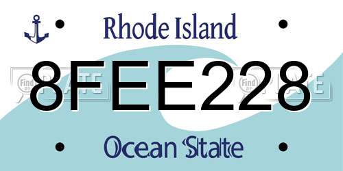 8FEE228 Rhode Island License Plate