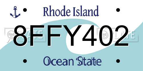 8FFY402 Rhode Island License Plate