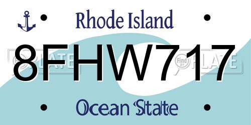 8FHW717 Rhode Island License Plate