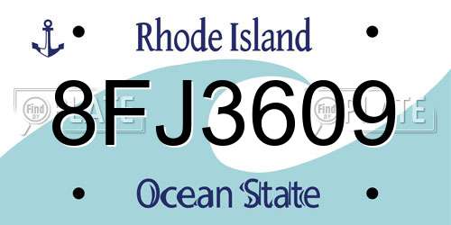 8FJ3609 Rhode Island License Plate
