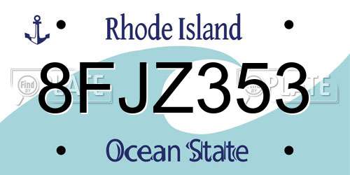 8FJZ353 Rhode Island License Plate